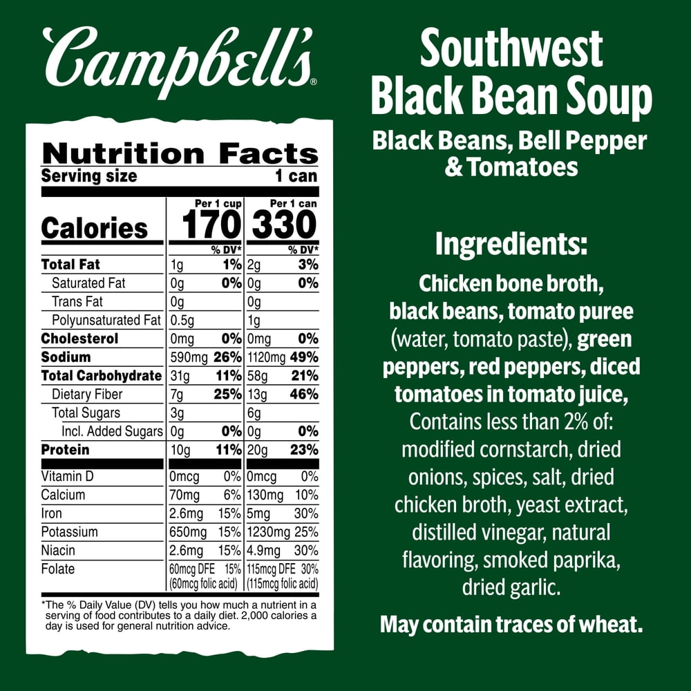 Campbell's Protein Southwest Black Bean Soup, 16.3 oz - product image 2