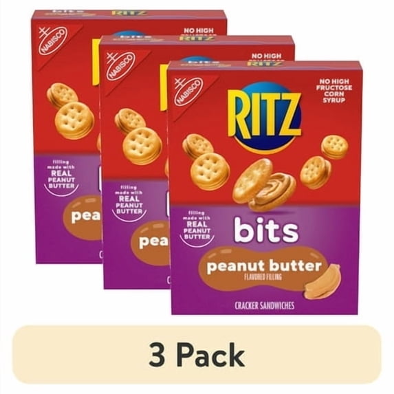(3 Pack) RITZ Bits Peanut Butter Sandwich Crackers, 8.8 oz Each