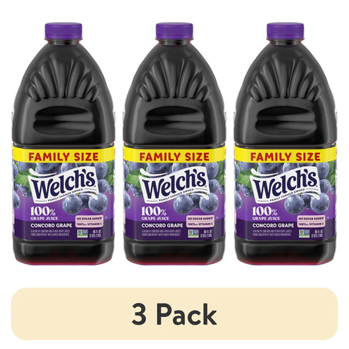 (3 Pack) Welch's 100% Grape Juice, Concord Grape, 96 fl oz Each