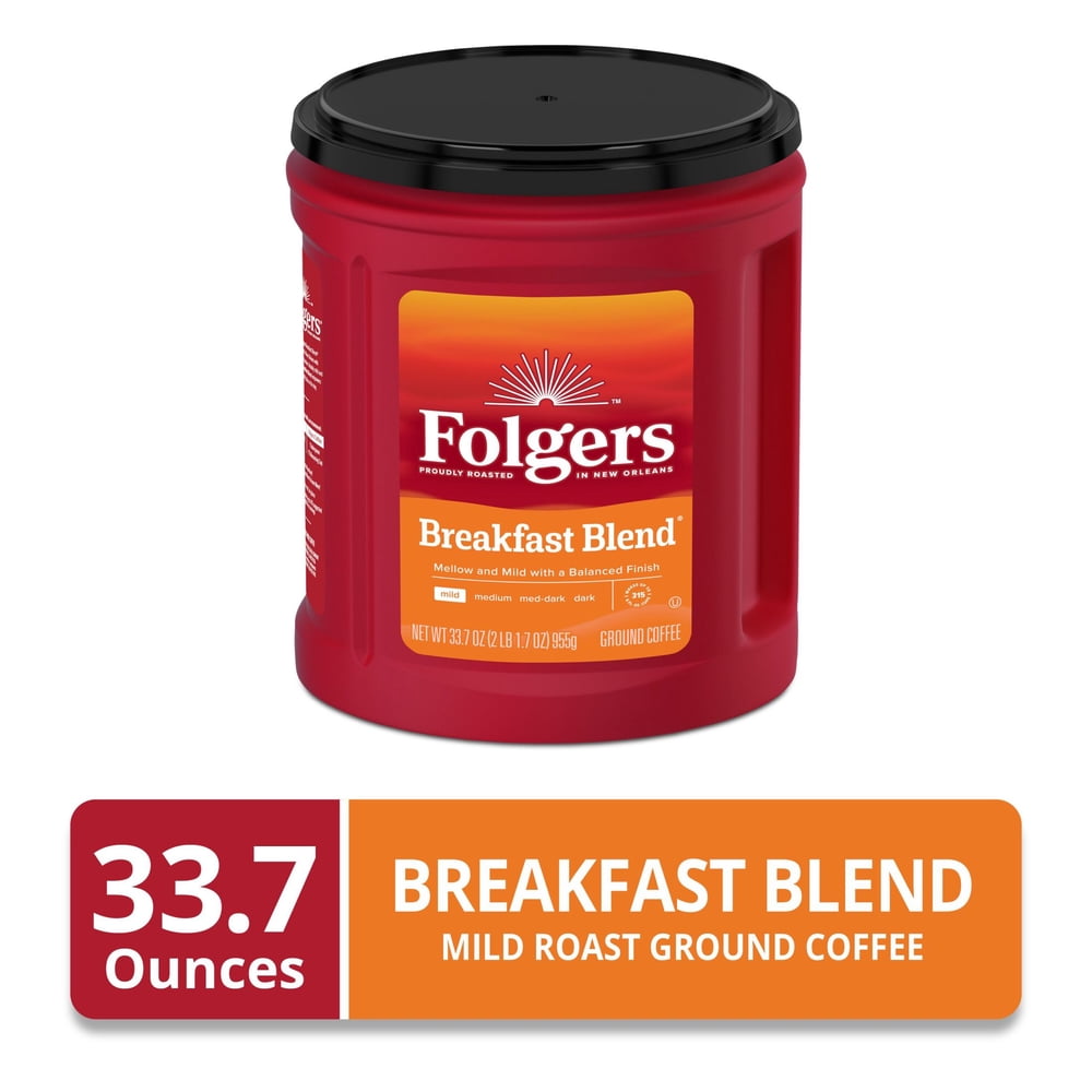 Folgers Breakfast Blend Ground Coffee, Smooth & Mild, 33.7 oz Canister - image 2