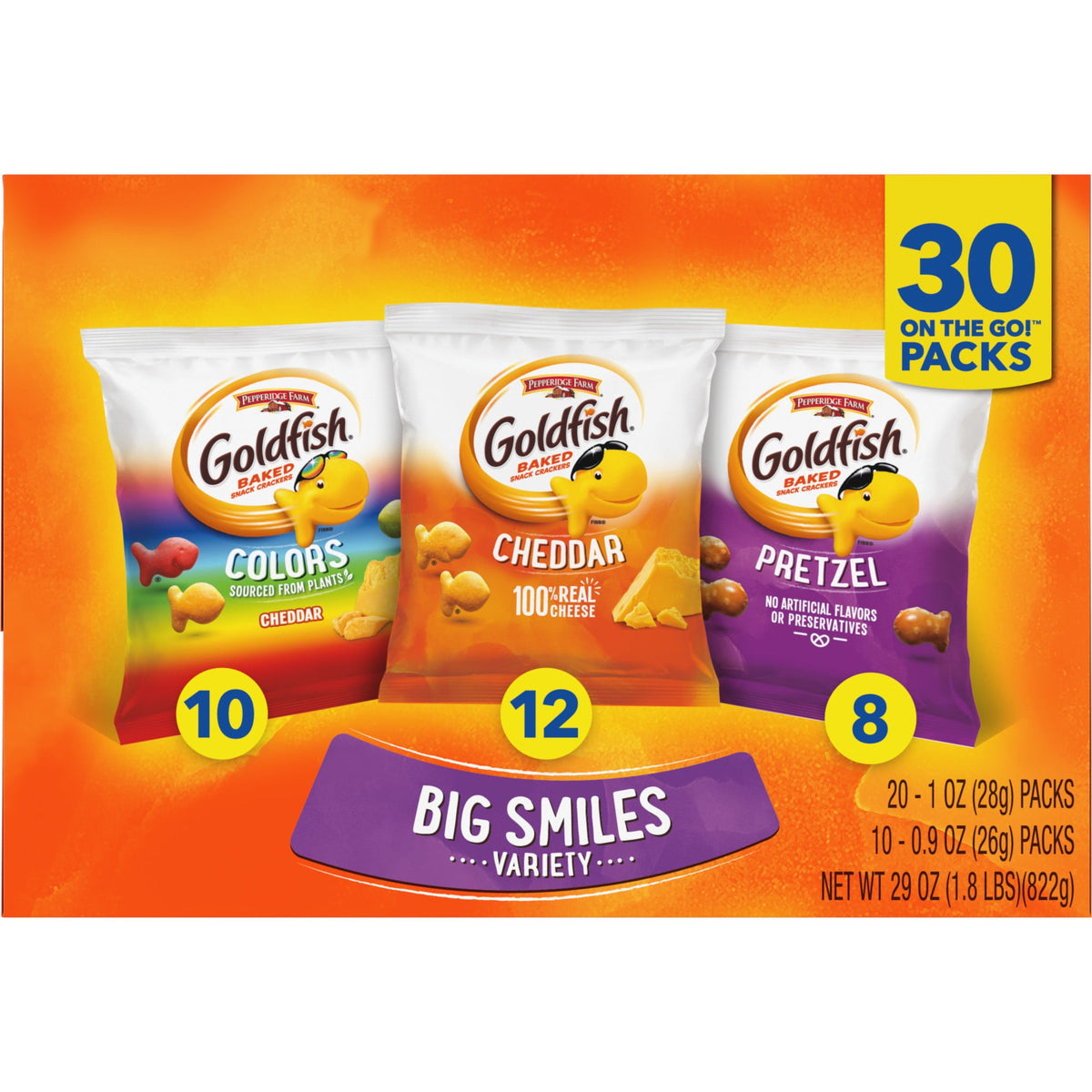 Goldfish Big Smiles Variety Pack, 30 Snack Packs