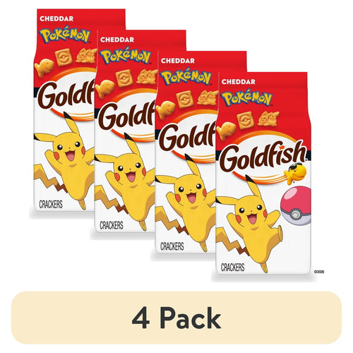 (4 Pack) Goldfish Pokémon Cheddar Cheese Crackers, 6.6 oz Bags