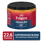 Folgers Coffeehouse Blend Ground Coffee, Medium Dark Roast, 22.6 oz Canister