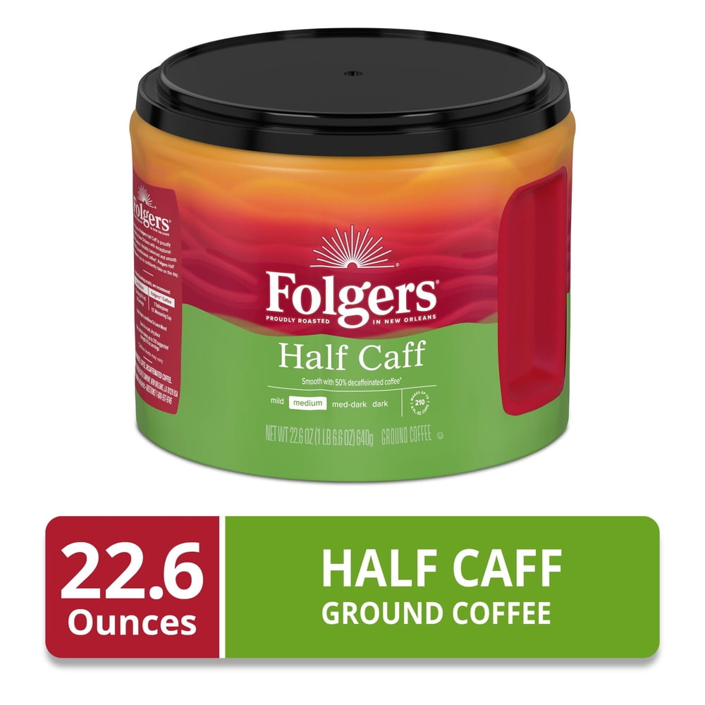 Folgers Half Caff Medium Roast Coffee, 22.6 oz Canister - image 2