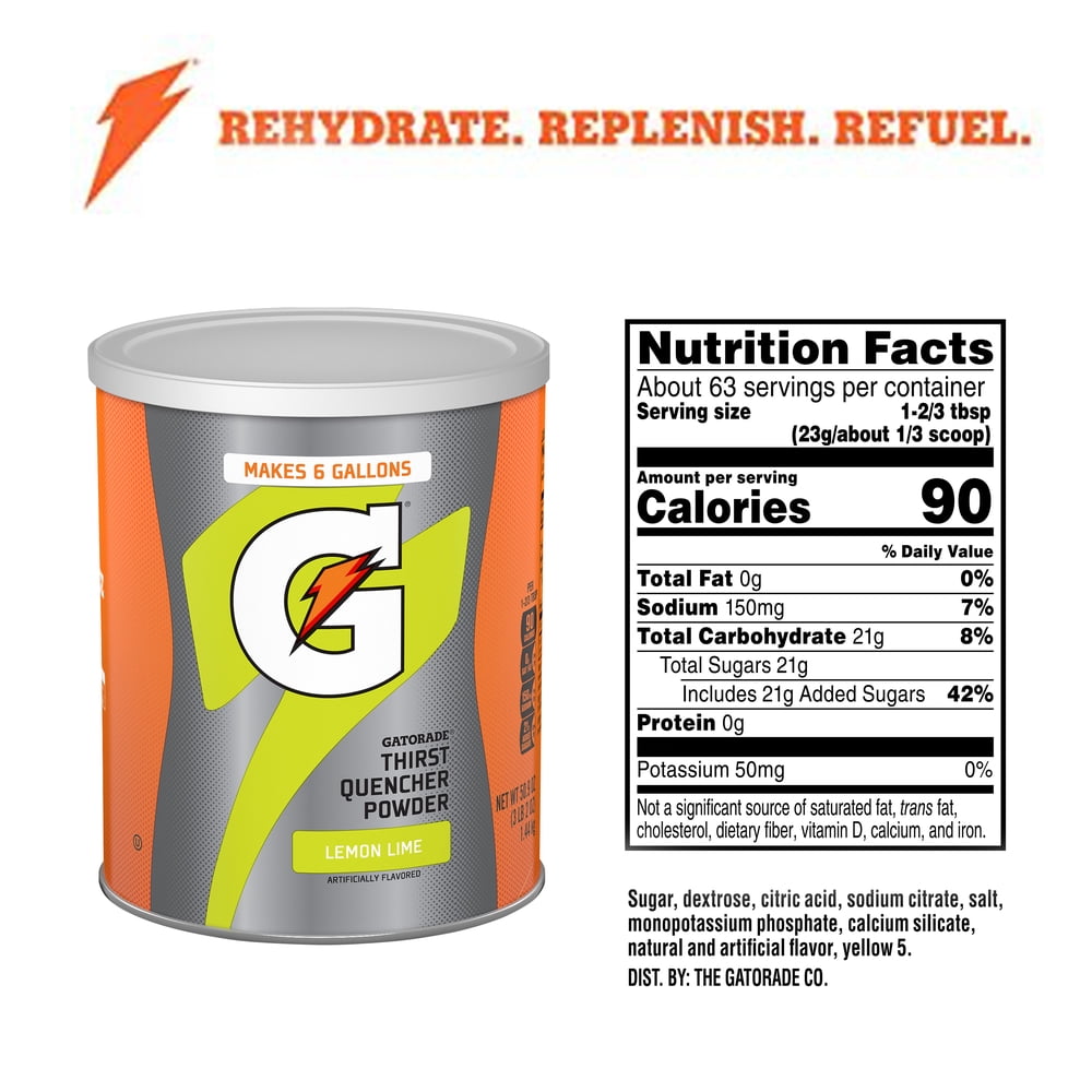 Gatorade Thirst Quencher Lemon Lime Powdered Drink Mix, 50.9 oz Canister - product image 2