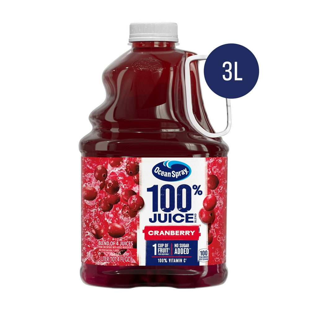 (3 Pack) Ocean Spray 100% Juice Cranberry Juice Blend, 101.4 fl oz Each - image 2