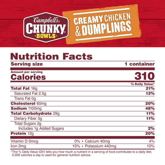 Campbell's Chunky Creamy Chicken & Dumplings Soup, 15.25 oz
