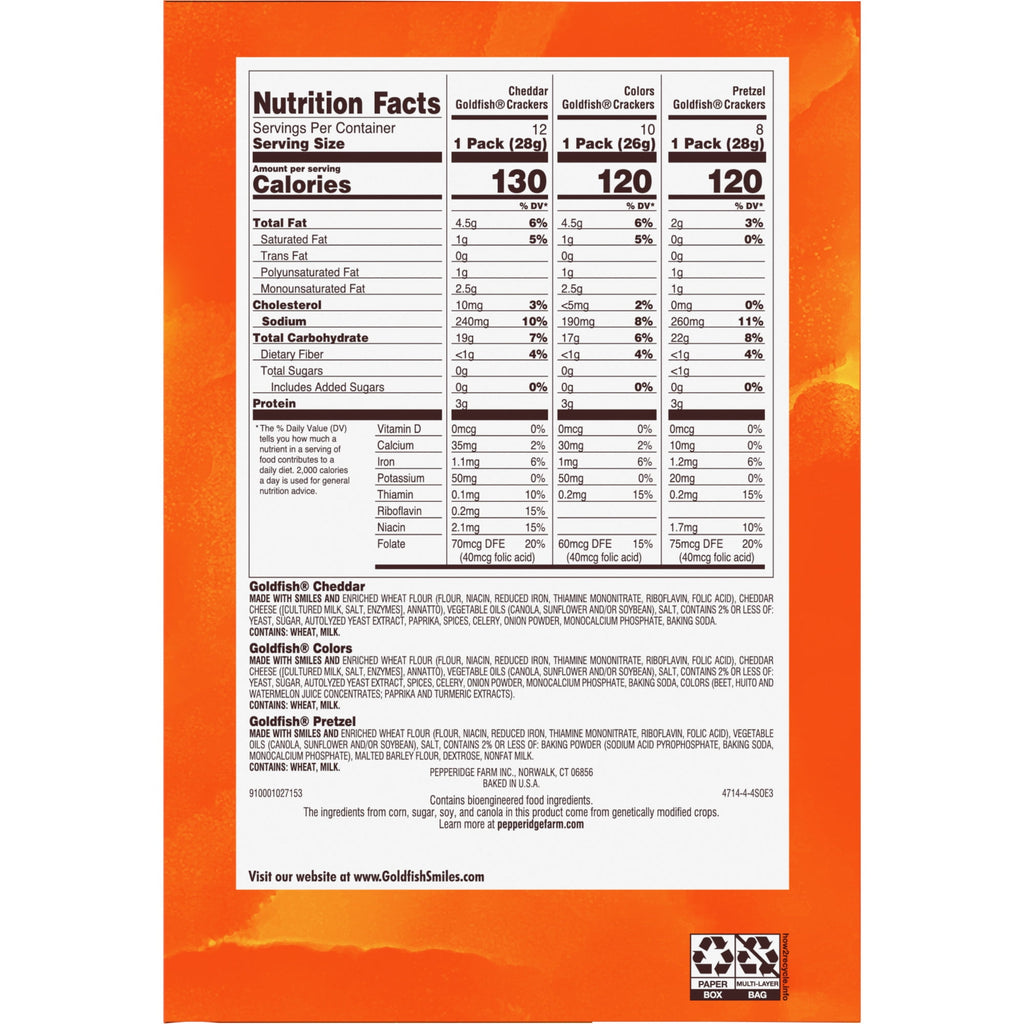 Goldfish Big Smiles Variety Pack, 30 Snack Packs