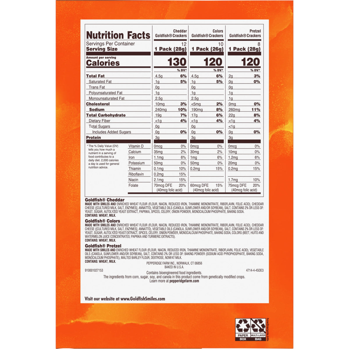 Goldfish Big Smiles Variety Pack, 30 Snack Packs