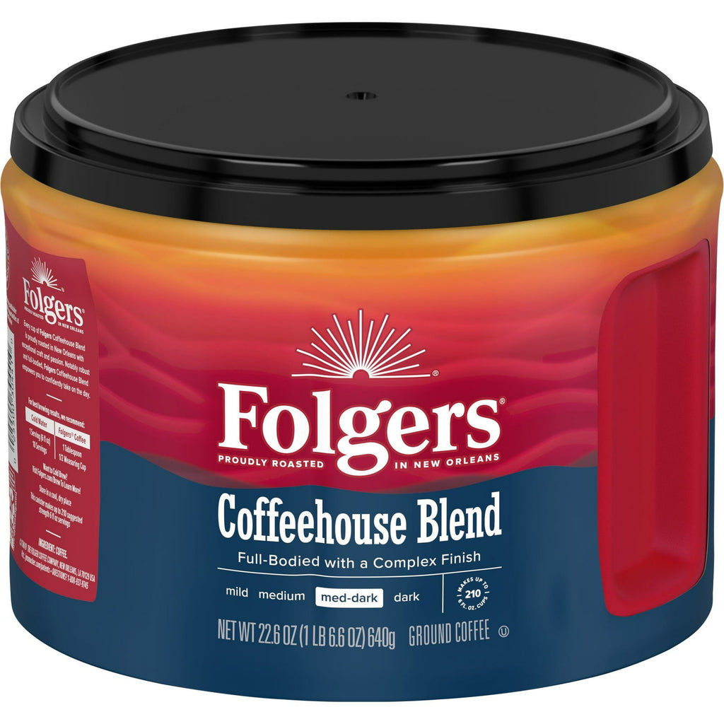Folgers Coffeehouse Blend Ground Coffee, Medium Dark Roast, 22.6 oz Canister