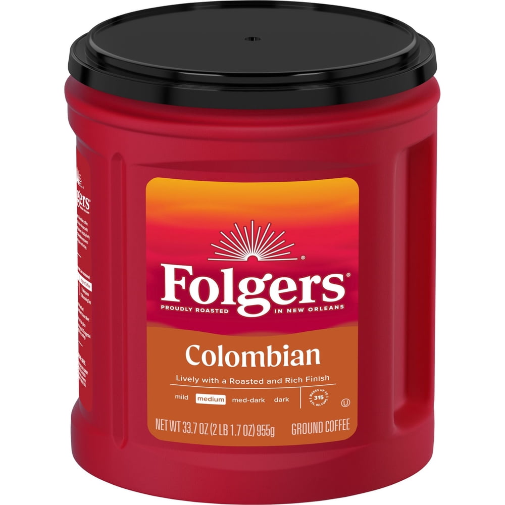 Folgers Colombian Ground Coffee, Medium Roast, 33.7 oz Canister