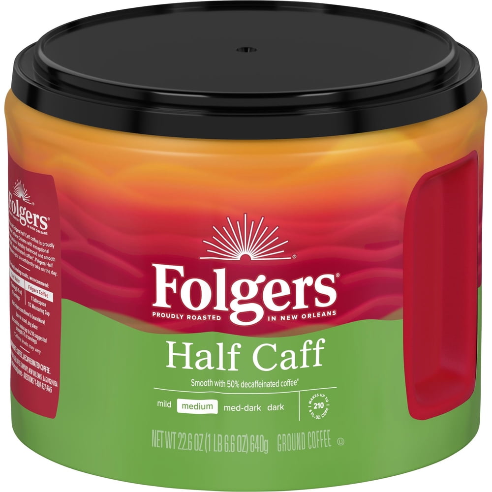 Folgers Half Caff Medium Roast Coffee, 22.6 oz Canister