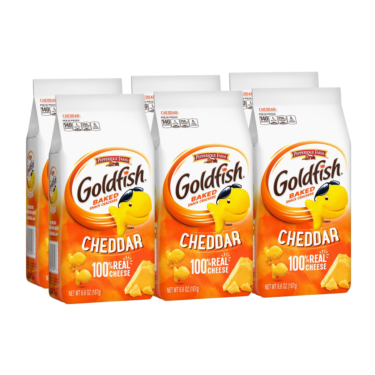 Goldfish Cheddar Crackers, 6.6 oz Bags, 6 Count Box