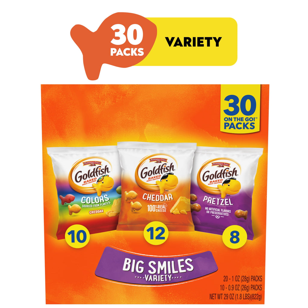 Goldfish Big Smiles Variety Pack, 30 Snack Packs
