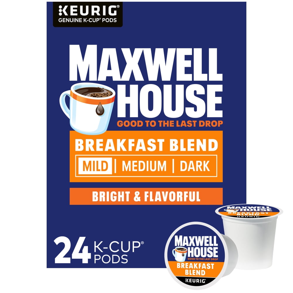 Maxwell House Breakfast Blend Mild Roast K-Cup Coffee Pods, 24 Count