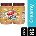 SKIPPY Natural Creamy Peanut Butter Spread, 40 oz Twin Pack