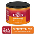 Folgers Breakfast Blend Ground Coffee, Mild Roast, 22.6 oz Canister - image 2