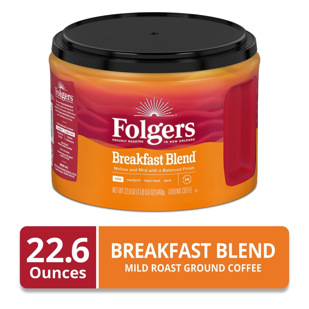 Folgers Breakfast Blend Ground Coffee, Mild Roast, 22.6 oz Canister - image 2