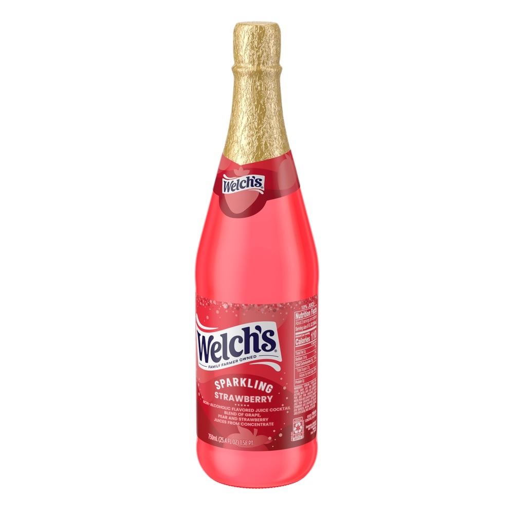 (4 Pack) Welch's Non-Alcoholic Sparkling Strawberry Juice Cocktail, 25.4 fl oz - image 3