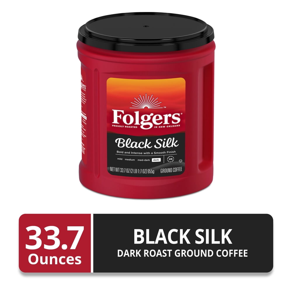 Folgers Black Silk Ground Coffee, Smooth Dark Roast, 33.7 oz Canister - image 2