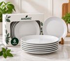AHADARIZ 6-Pack White Dinner Plates – 10.5" Round Plates for Everyday Dining