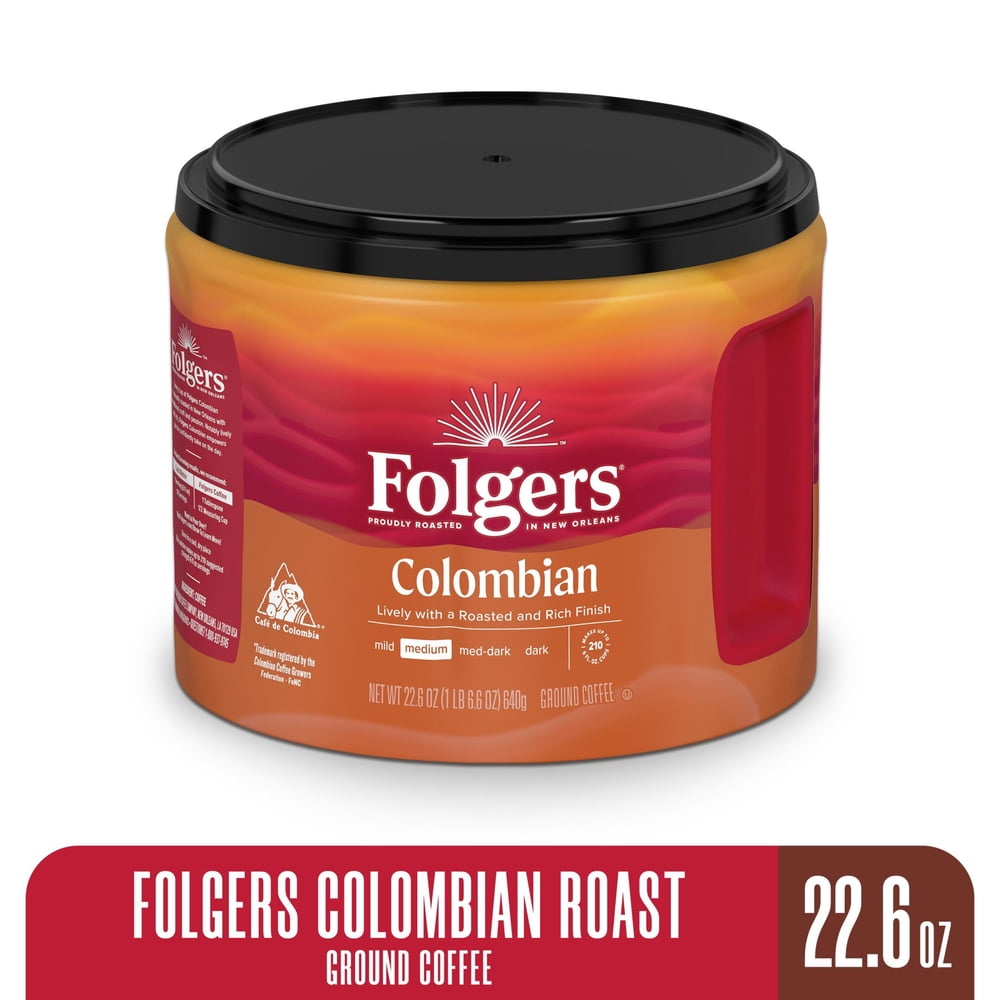 Folgers Colombian Ground Coffee, Medium Roast, 22.6 oz Canister - image 2
