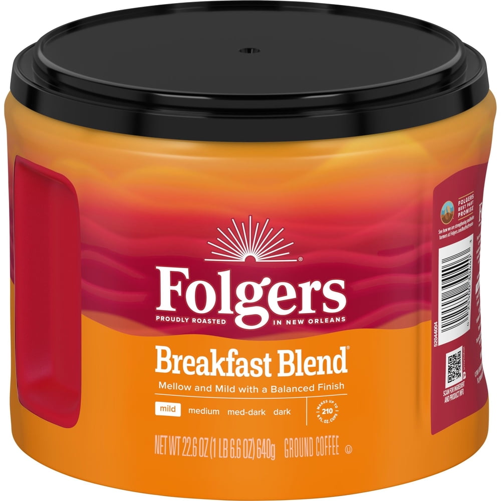 Folgers Breakfast Blend Ground Coffee, Mild Roast, 22.6 oz Canister - image 3