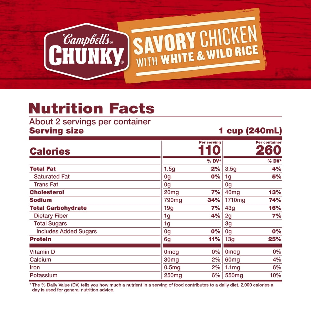 Campbell's Chunky Savory Chicken with White & Wild Rice Soup, 18.8 oz - product image 2