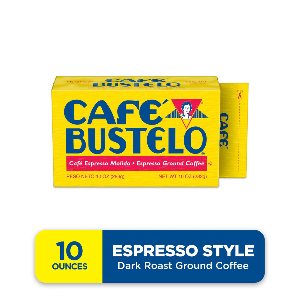 Cafe Bustelo, Espresso Style Dark Roast Ground Coffee, Vacuum Packed 10 oz Brick